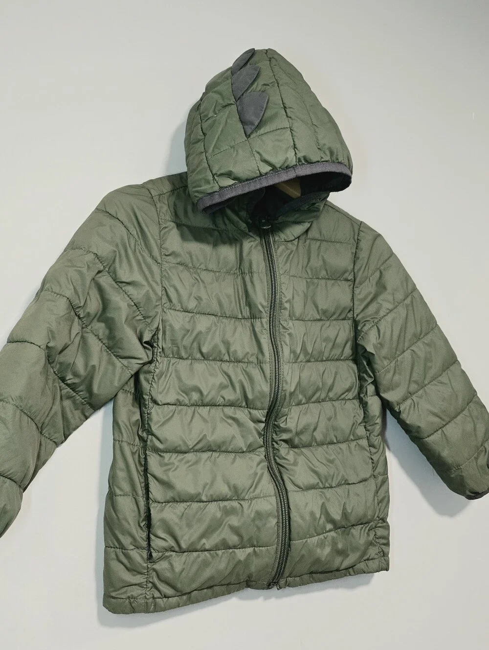 Gap Kids Olive Green Hooded Primaloft green dinosaur Puffer Jacket 5.